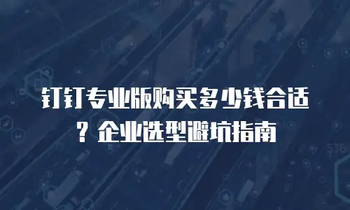 钉钉专业版购买多少钱合适？企业选型避坑指南