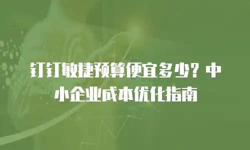 钉钉敏捷预算便宜多少？中小企业成本优化指南