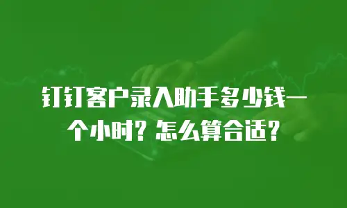 钉钉客户录入助手多少钱一个小时？怎么算合适？