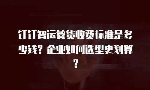 钉钉智运管货收费标准是多少钱？企业如何选型更划算？