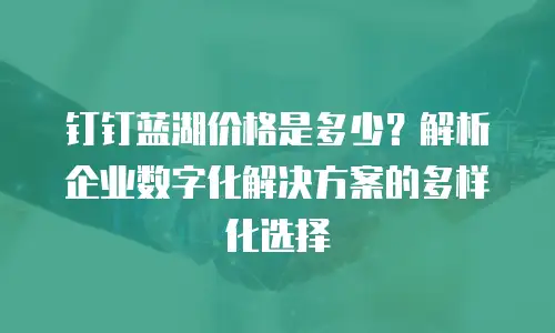 钉钉蓝湖价格是多少？解析企业数字化解决方案的多样化选择