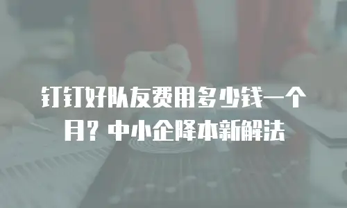 钉钉好队友费用多少钱一个月？中小企降本新解法