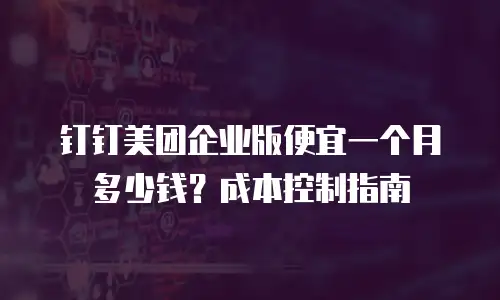 钉钉美团企业版便宜一个月多少钱？成本控制指南