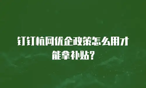 钉钉杭网优企政策怎么用才能拿补贴？