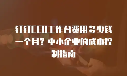 钉钉CEO工作台费用多少钱一个月？中小企业的成本控制指南