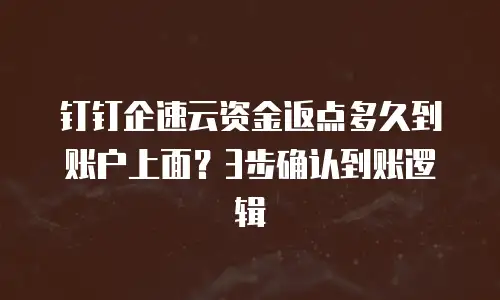 钉钉企速云资金返点多久到账户上面？3步确认到账逻辑