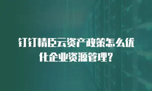 钉钉精臣云资产政策怎么优化企业资源管理？