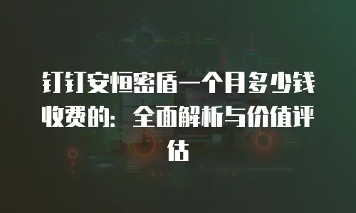 钉钉安恒密盾一个月多少钱收费的：全面解析与价值评估