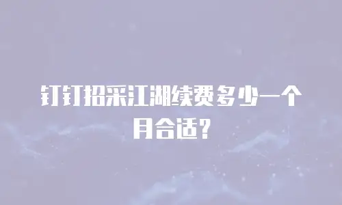 钉钉招采江湖续费多少一个月合适？