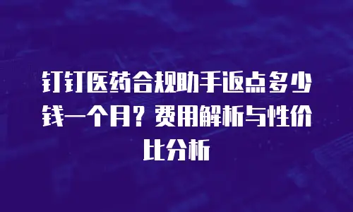 钉钉医药合规助手返点多少钱一个月？费用解析与性价比分析