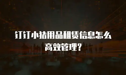 钉钉小猪用品租赁信息怎么高效管理？