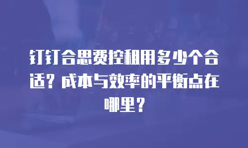 钉钉合思费控租用多少个合适？成本与效率的平衡点在哪里？
