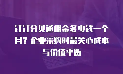 钉钉分贝通佣金多少钱一个月？企业采购时最关心成本与价值平衡
