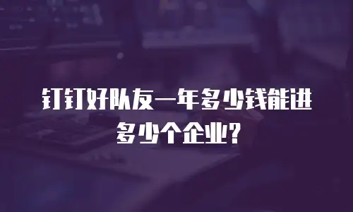 钉钉好队友一年多少钱能进多少个企业？
