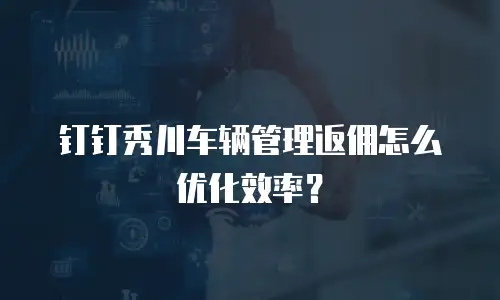 钉钉秀川车辆管理返佣怎么优化效率？