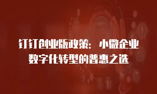 钉钉创业版政策：小微企业数字化转型的普惠之选