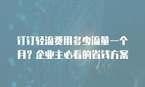 钉钉轻流费用多少流量一个月？企业主必看的省钱方案