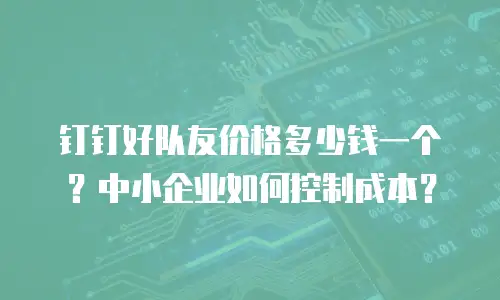 钉钉好队友价格多少钱一个？中小企业如何控制成本？