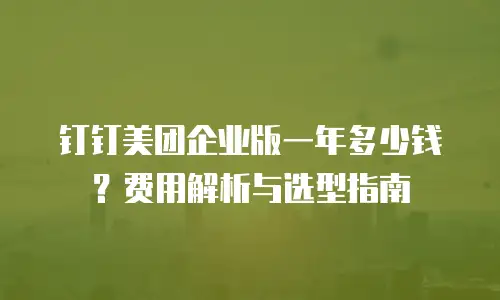 钉钉美团企业版一年多少钱？费用解析与选型指南