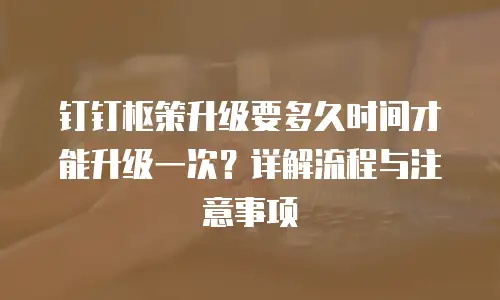 钉钉枢策升级要多久时间才能升级一次？详解流程与注意事项