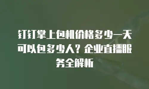 钉钉掌上包机价格多少一天可以包多少人？企业直播服务全解析