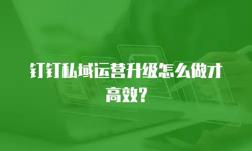 钉钉私域运营升级怎么做才高效？