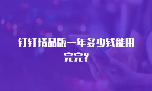 钉钉精品版一年多少钱能用完完？