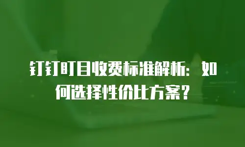 钉钉盯目收费标准解析：如何选择性价比方案？