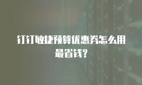 钉钉敏捷预算优惠券怎么用最省钱？