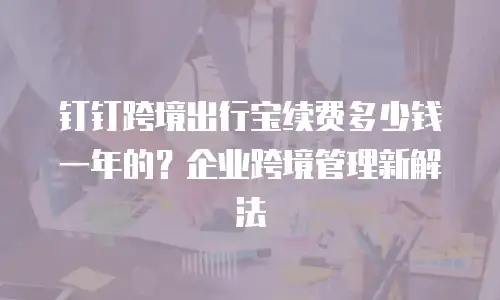 钉钉跨境出行宝续费多少钱一年的？企业跨境管理新解法