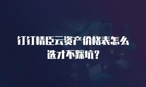 钉钉精臣云资产价格表怎么选才不踩坑？