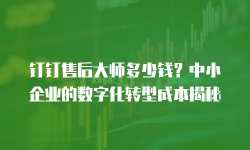 钉钉售后大师多少钱？中小企业的数字化转型成本揭秘