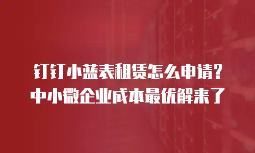 钉钉小蓝表租赁怎么申请？中小微企业成本最优解来了