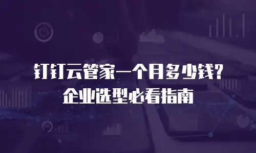 钉钉云管家一个月多少钱？企业选型必看指南