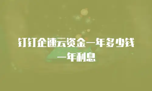 钉钉企速云资金一年多少钱一年利息