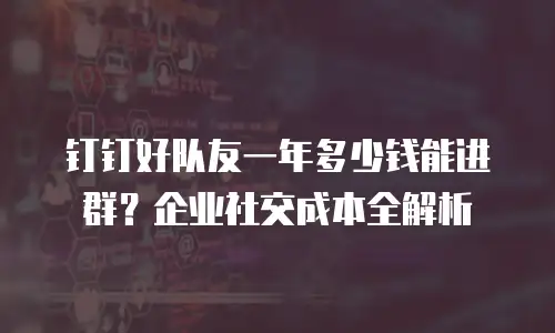 钉钉好队友一年多少钱能进群？企业社交成本全解析