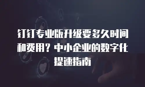 钉钉专业版升级要多久时间和费用？中小企业的数字化提速指南