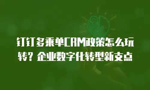钉钉多乘单CRM政策怎么玩转？企业数字化转型新支点