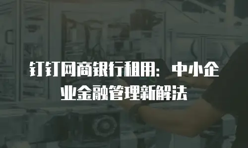 钉钉网商银行租用：中小企业金融管理新解法