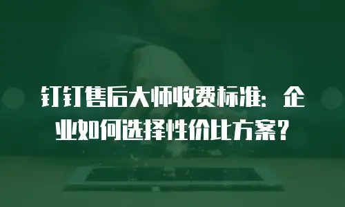 钉钉售后大师收费标准：企业如何选择性价比方案？