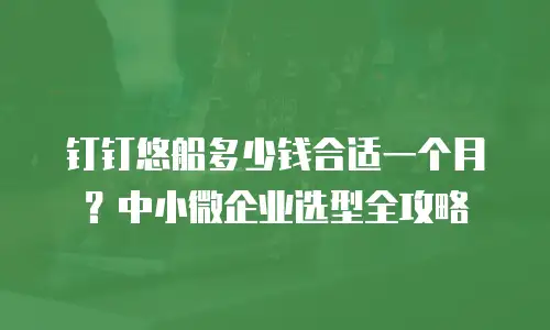 钉钉悠船多少钱合适一个月？中小微企业选型全攻略