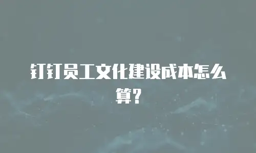 钉钉员工文化建设成本怎么算？