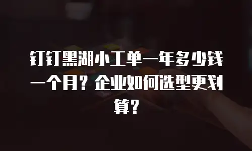 钉钉黑湖小工单一年多少钱一个月？企业如何选型更划算？