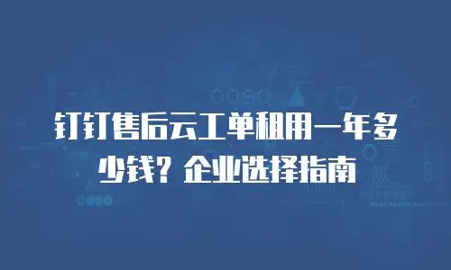 钉钉售后云工单租用一年多少钱？企业选择指南