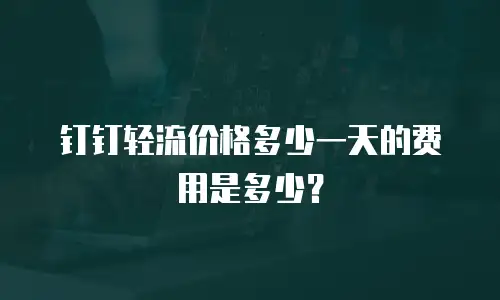 钉钉轻流价格多少一天的费用是多少？