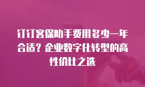 钉钉客保助手费用多少一年合适？企业数字化转型的高性价比之选