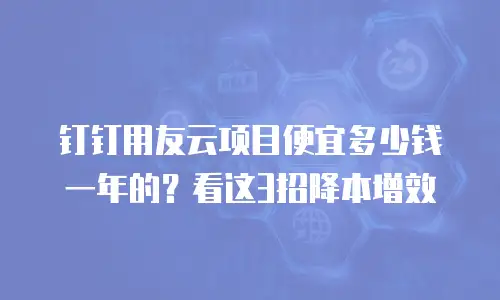 钉钉用友云项目便宜多少钱一年的？看这3招降本增效