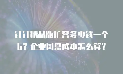 钉钉精品版扩容多少钱一个G？企业网盘成本怎么算？