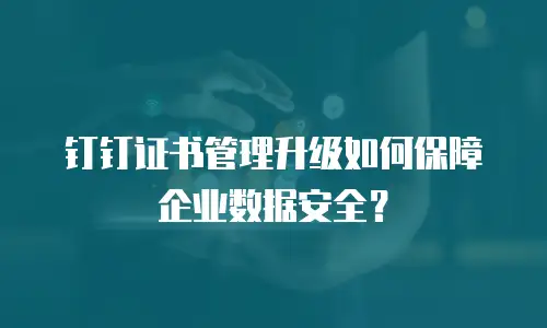 钉钉证书管理升级如何保障企业数据安全？