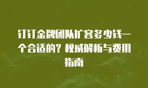 钉钉金牌团队扩容多少钱一个合适的？权威解析与费用指南